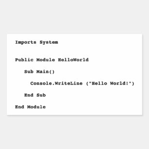 Visual Basic Hallo World Greeting Rechthoekige Sticker