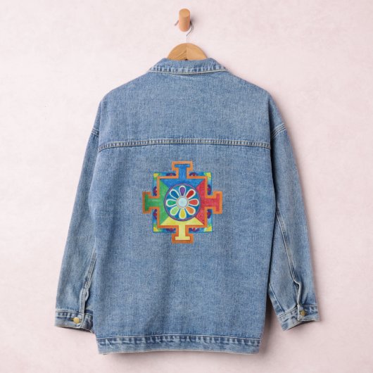 Visual Harmony Mandala van Creatie Waterverf Denim Jacket (Hangar)