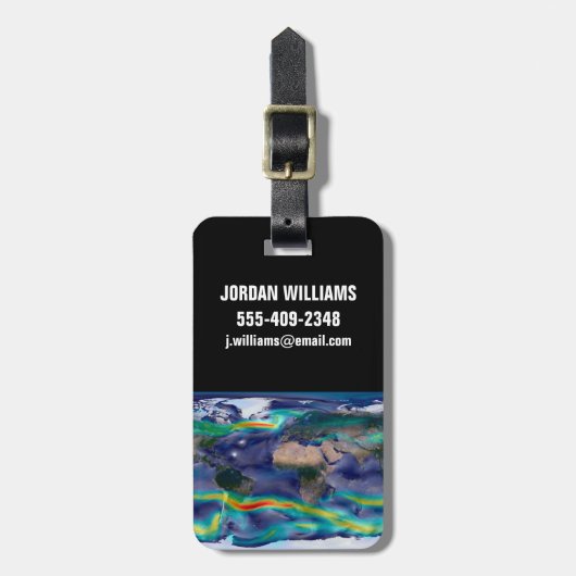 Visualisatie van de wereldenwind. bagagelabel (Voorkant verticaal)