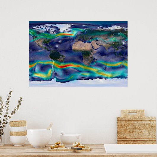 Visualisatie van de wereldenwind. poster (Keuken)