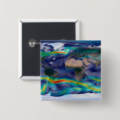 Visualisatie van de wereldenwind. vierkante button 5,1 cm (Voorkant /achterkant)