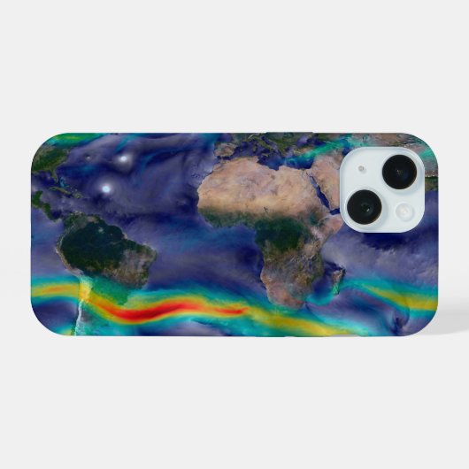 Visualisatie van wereldwijde winden. iPhone 15 case (Achterkant horizontaal)