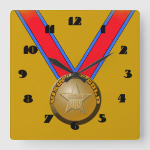 Visualiseer gouden medaillon wandklok