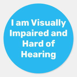 visually impaired and hard of hearing blue ronde sticker