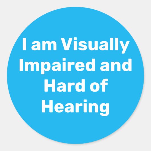 visually impaired and hard of hearing blue ronde sticker (Voorkant)