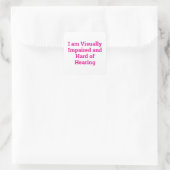 visually impaired and hard of hearing white vierkante sticker (Tas)
