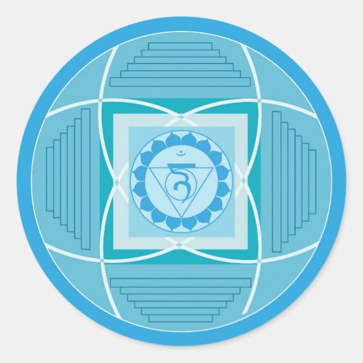 Visuddha Chakra Mandala Ronde Sticker (Voorkant)