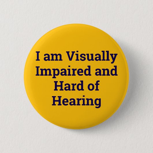 visueel beperkt en slechthorend geel ronde button 5,7 cm (Voorkant)