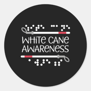Visueel braille White Cane Awareness Blind Low Vis Ronde Sticker