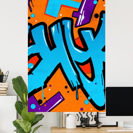 Visueel opvallende dynamische graffiti poster (Thuiskantoor)