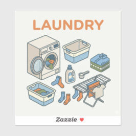 Visueel organisatielabel voor wasgoed voor neurodi sticker