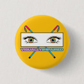 Visueel verminderde oog regenboog - gele achtergro ronde button 3,2 cm (Voorkant)
