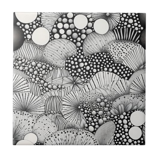 Visueel Zwart Wit Abstract Contrast Beweging Tegeltje (Voorkant)