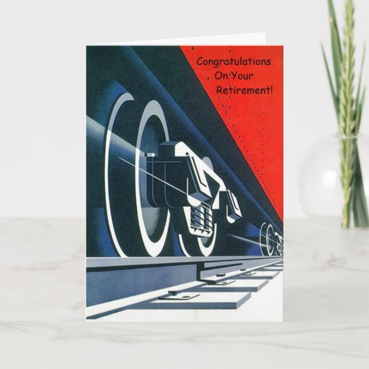 Visuele Deco Trein Pensioen Gefeliciteerd Einde Kaart (Voorkant)