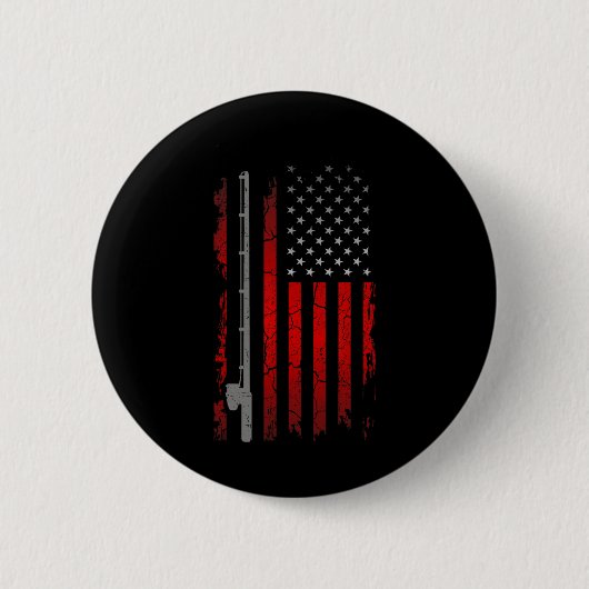 Visuitrusting met Amerikaanse vlag - Vissen Ronde Button 5,7 Cm (Voorkant)