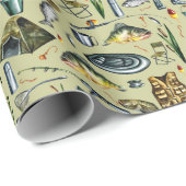 Visuitrusting Vis Vlot Tent Waders Patroon Cadeaupapier (Rol Hoek)