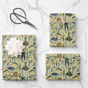 Visuitrusting Vis Vlot Tent Waders Patroon Inpakpapier Vel