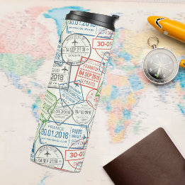 Visumstempel voor reizen thermosbeker