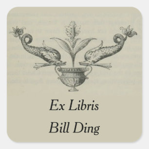 visvaas en bloesem boekenplaat vierkante sticker