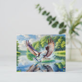 Visvangende Visarend in Rivier Feestdagenkaart (Staand voorkant)