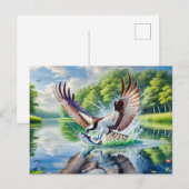 Visvangende Visarend in Rivier Feestdagenkaart (Voorkant / Achterkant)