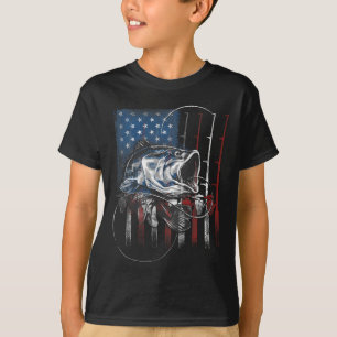 Visvangst Amerikaanse Vlag Vintage Usa B Visser Ca T-shirt