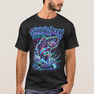 Visvangst Cyber Neon Kunst T-shirt
