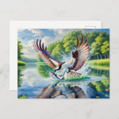 Visvangst in de rivier feestdagenkaart (Voorkant / Achterkant)