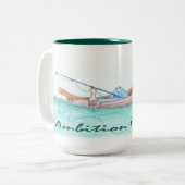 Visvangst met ambitie tweekleurige koffiemok (Voorkant links)