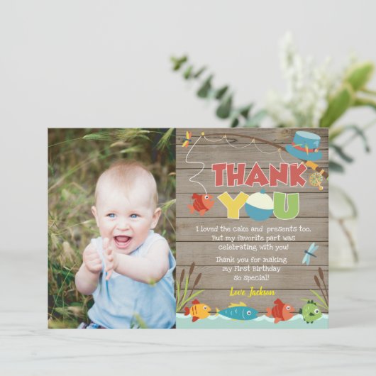 Visvangst Verjaardags Dank Kaarten (Staand voorkant)