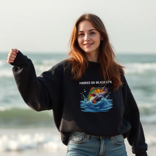 Visverslaafd aan het strandleven hoodie
