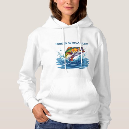 Visverslaafd aan het strandleven hoodie (Voorkant)