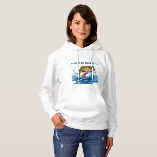 Visverslaafd aan het strandleven hoodie (Voorkant volledig)