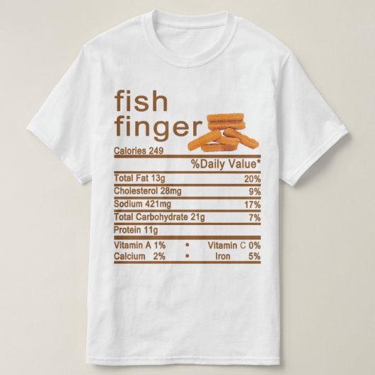 Visvinger Nutrition Facts-etiket T-shirt (Design voorkant)