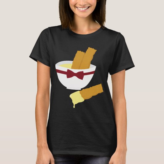 Visvingers en custard t-shirt (Voorkant)