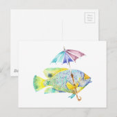 Visvis met paraplu briefkaart (Voorkant / Achterkant)