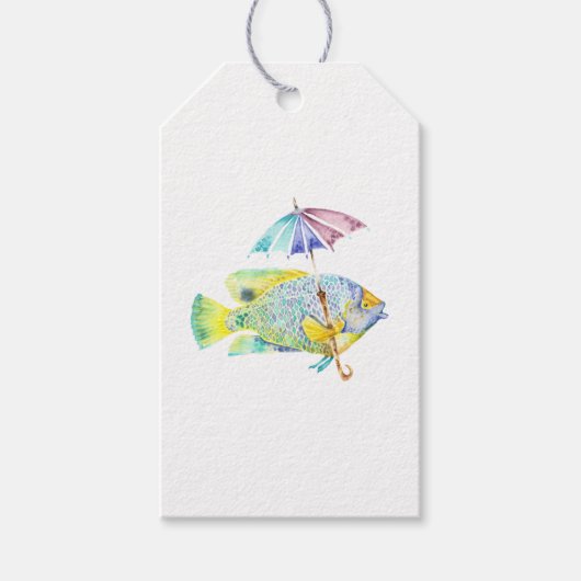 Visvis met paraplu cadeaulabel (Voorkant)