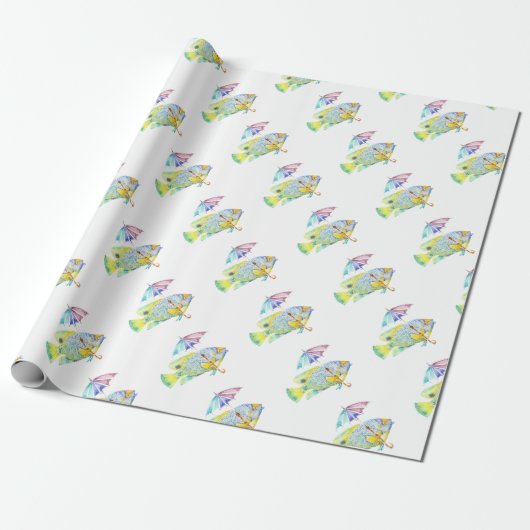 Visvis met paraplu cadeaupapier (Uitgerold)