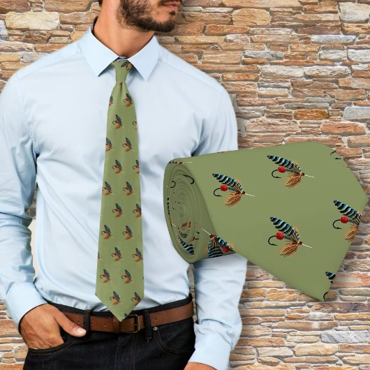 Visvliegen halsdas voor zoetwatervisser stropdas