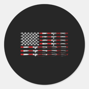 Visvlieghenroede Amerikaanse vlag cadeau voor viss Ronde Sticker