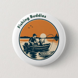 Visvrienden – Vader en Zoon Visavontuur Ronde Button 5,7 Cm