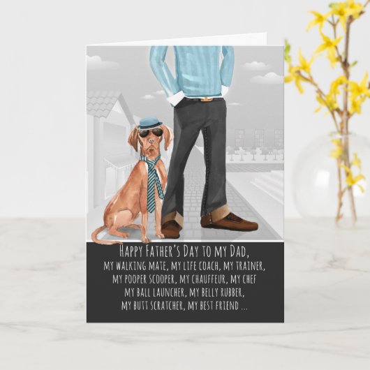 Viszla van de Dog Vaderdag Funny Kaart (Gele Bloem)