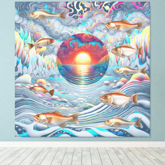 viszonsondergang canvas afdruk (Insitu (Houten vloer))