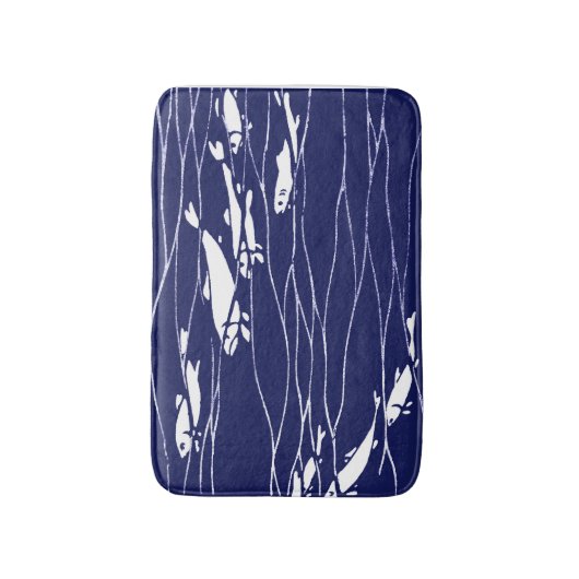 Viszwemmen onder water Blauw Badmat (Voorkant Verticaal)