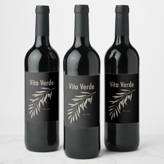 Vita Verde Collection Zwart Wijn Etiket (Flessen)