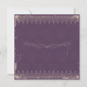 Vitage eggplant damask bruiloft uitnodiging (Achterkant)
