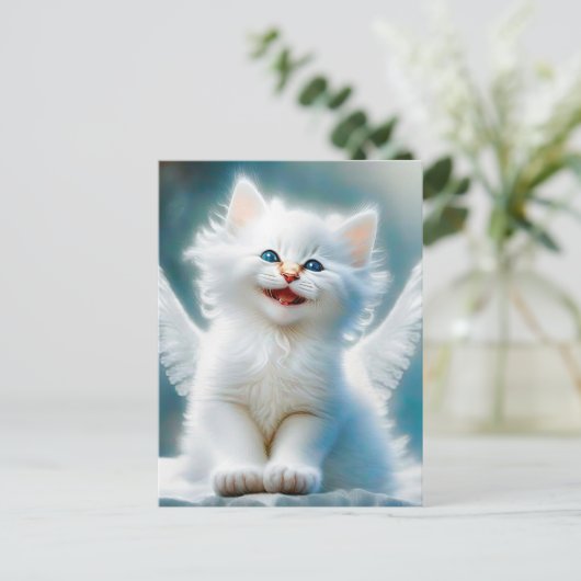 Vitage Kitten Angel Briefkaart (Staand voorkant)