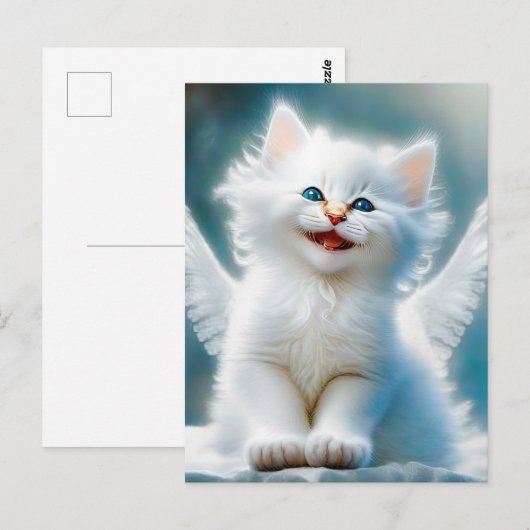 Vitage Kitten Angel Briefkaart (Voorkant / Achterkant)