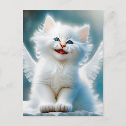 Vitage Kitten Angel Briefkaart (Voorkant)