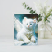 Vitage Kitten Angel Briefkaart (Staand voorkant)